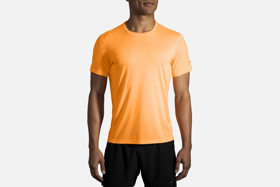 Brooks Men's Distance Sleeve Tops Fluoro Orange ( JEQZP9170 )